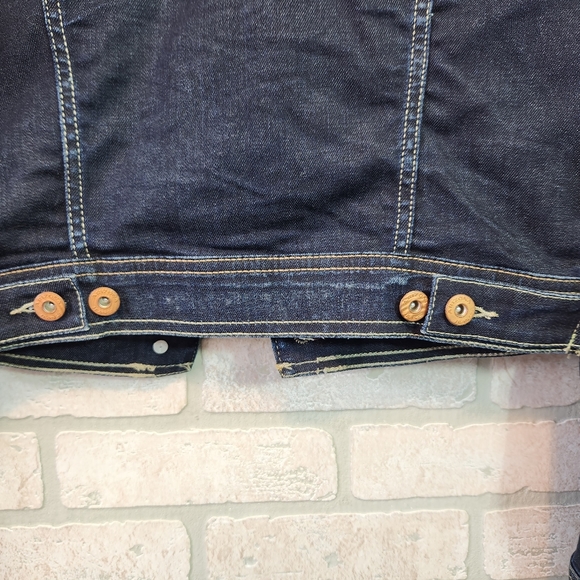 ARIZONA JEAN Womens Dark Wash Denim Jacket Button Down Crop Waist Size M - Picture 8 of 12